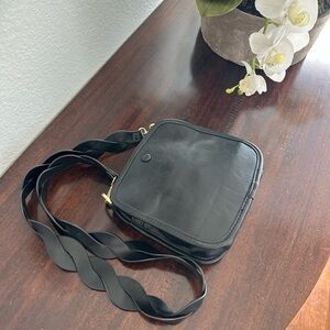 Anthropologie Vegan Leather Black Crossbody Bag